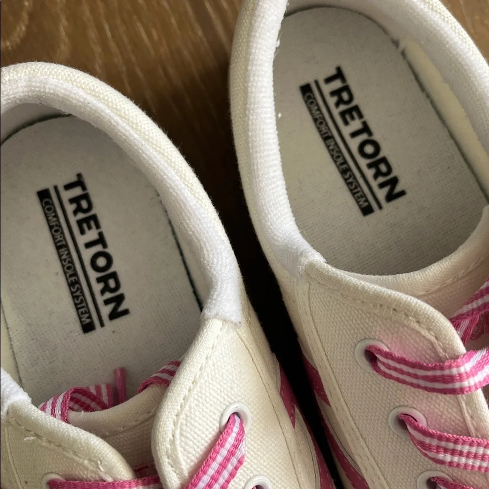 Tretorn Cream and Pink Canvas Sneakers size 8